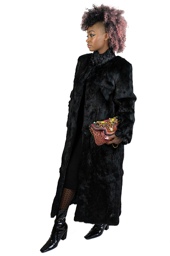 Full length rabbit fur coat on sale