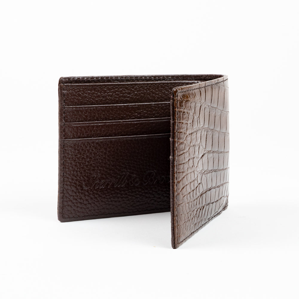 Brown Crocodile Bifold Wallet | Sherrill & Bros. | Luxury for Less