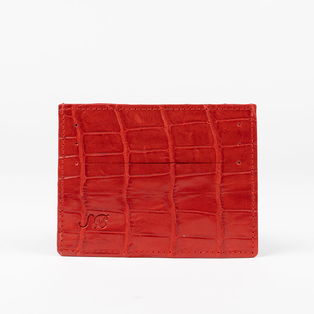 Ruby red crocodile envelope wallet - Luxury leathergoods