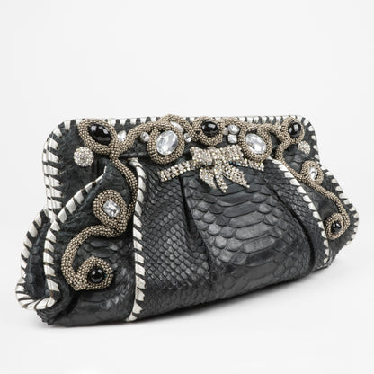 Beaded Python Evening Clutch "Dot"