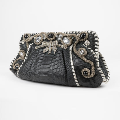 Beaded Python Evening Clutch "Dot"