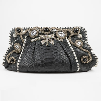 Beaded Python Evening Clutch "Dot"