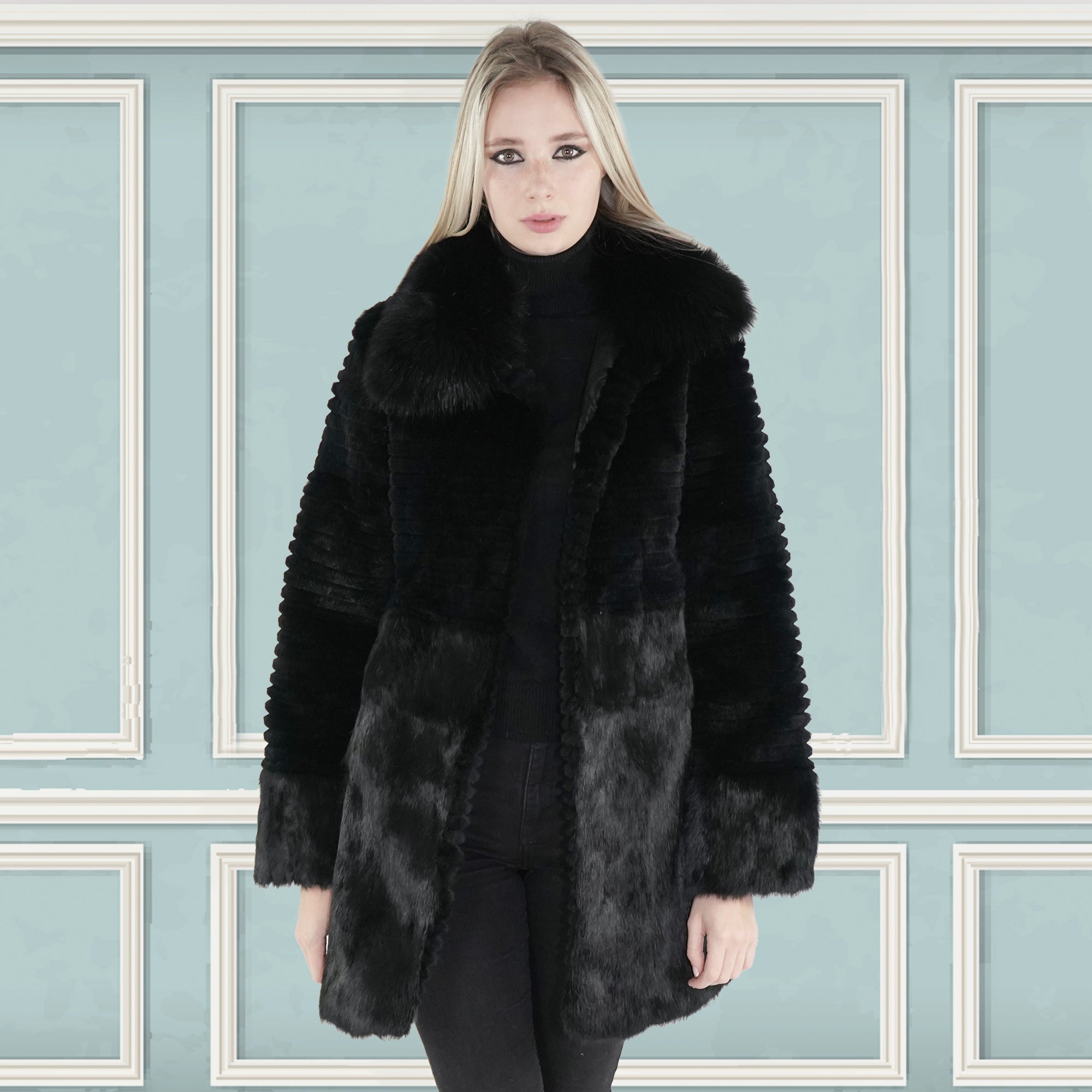 Real rabbit Fur deals Coat