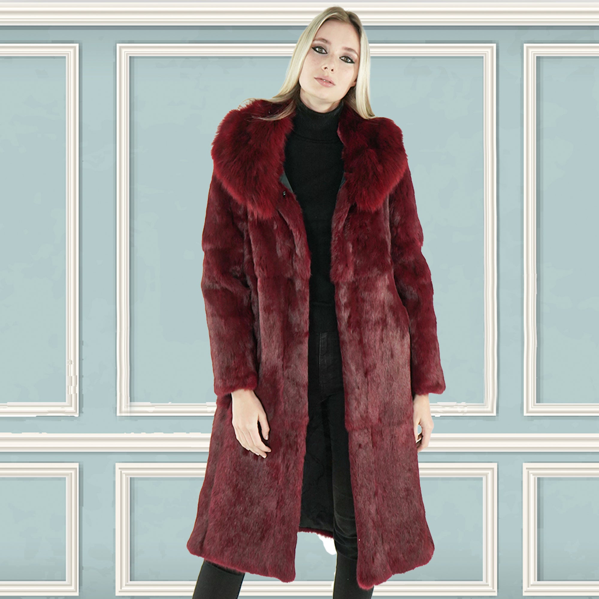 Full length rabbit fur coat on sale