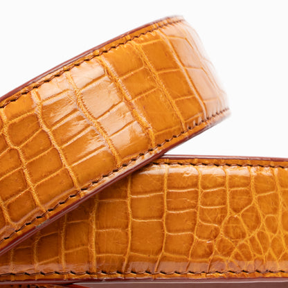 detail of real crocodile skin tanned in orange