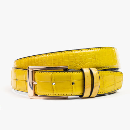 Yellow Genuine Crocodile Belt "Hunter"