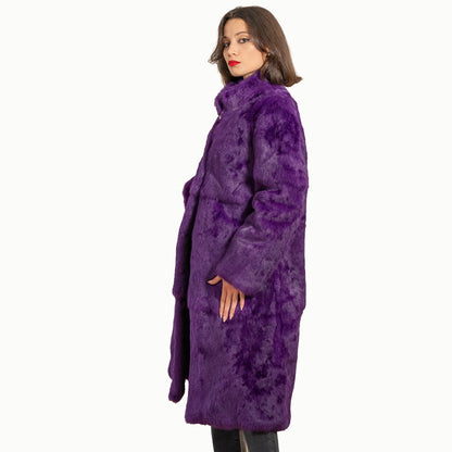 Genuine Purple Rabbit Fur Coat