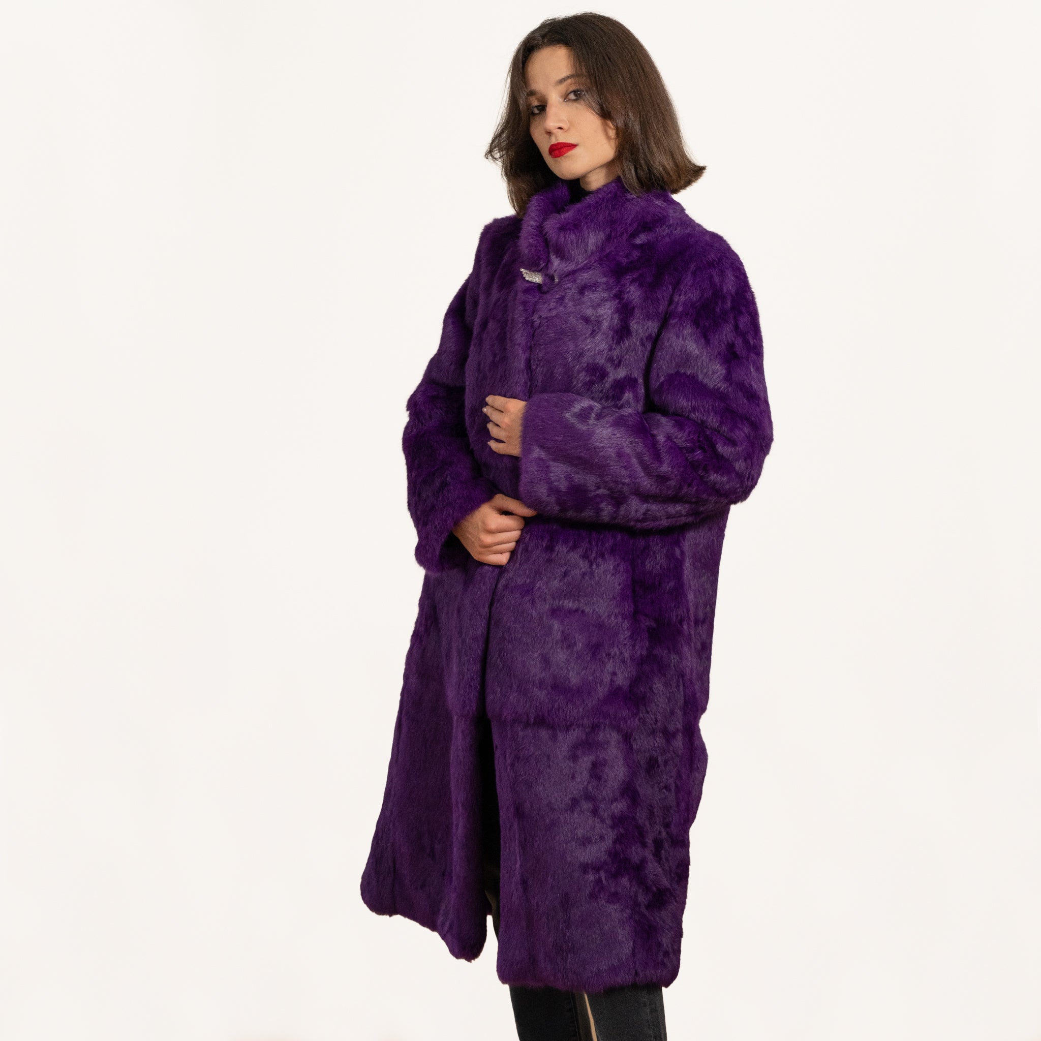 Full length rabbit fur clearance coat