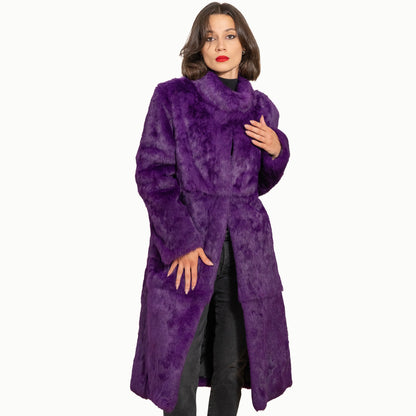 Genuine Purple Rabbit Fur Coat