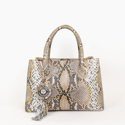 neutral genuine python tote bag with removable shoulder strap 