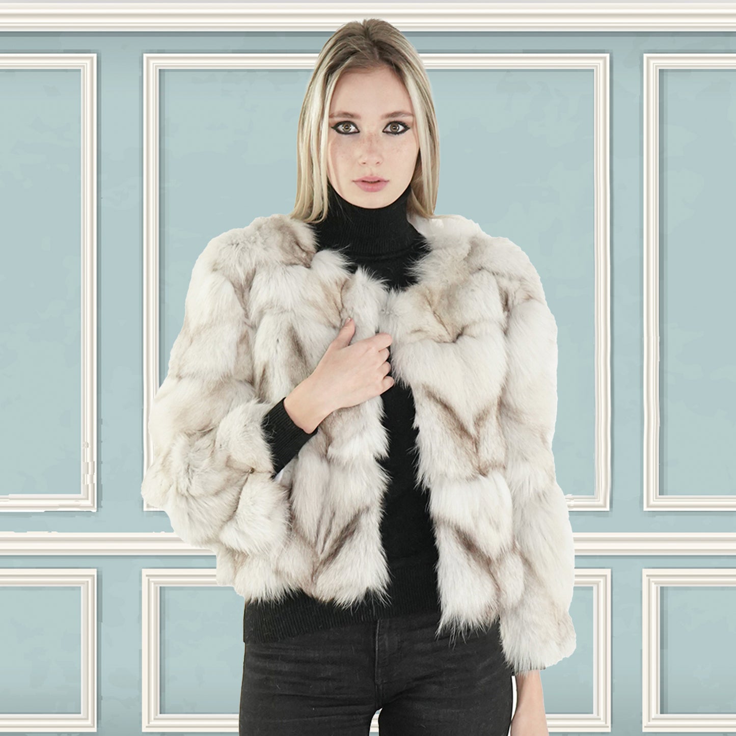 Multi-tone Fox Fur Coat "Patricia"