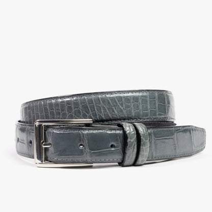 gray crocodile skin belt for men sherrill bros