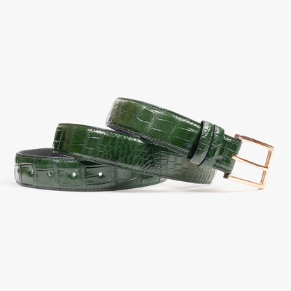 Green Genuine Crocodile Belt "Johnny"