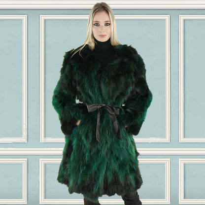 Green Real Raccoon Fur Coat "Claire"