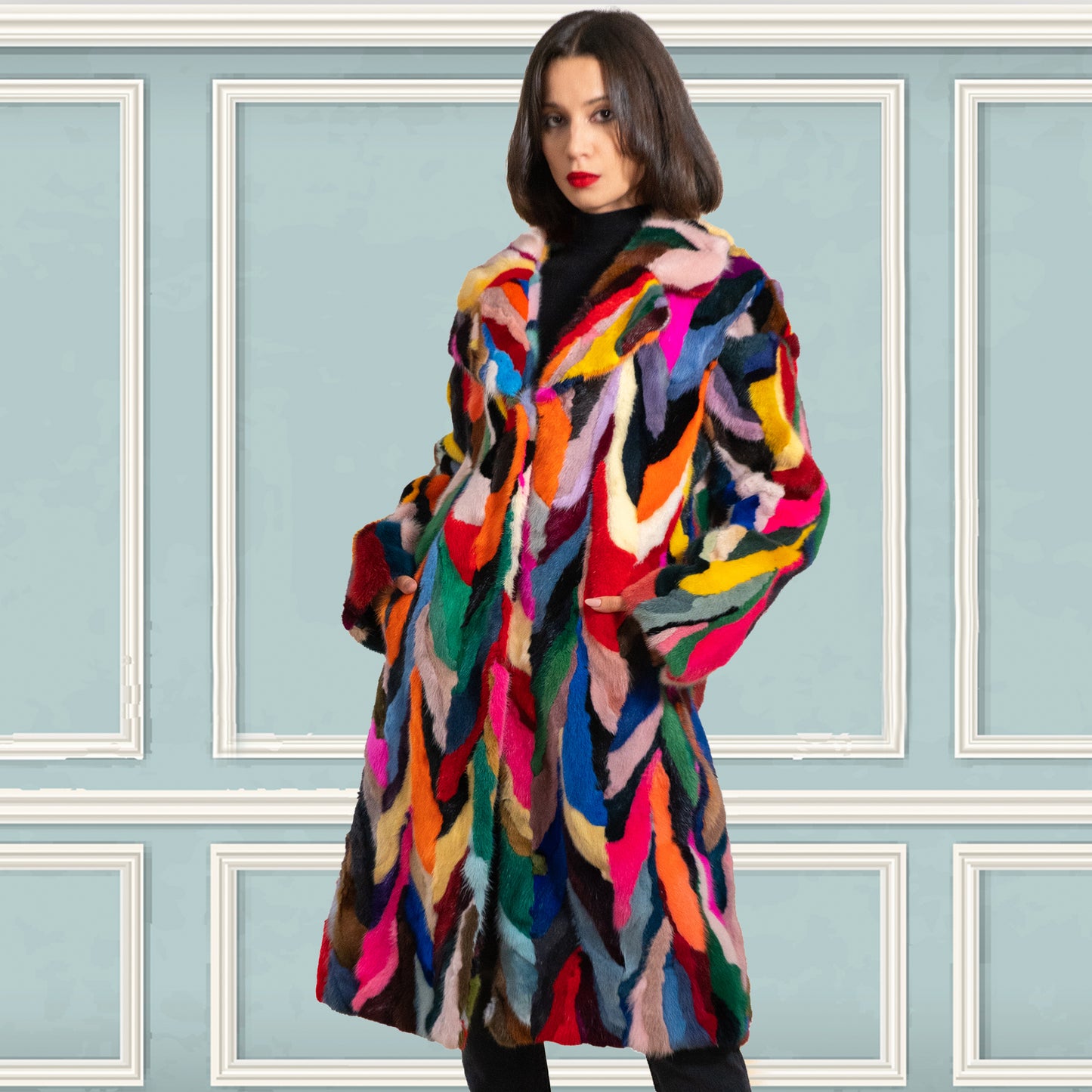 Genuine Multi-Color Mink Coat "Gabby"