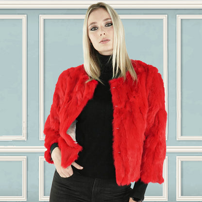 Red Genuine Rabbit Fur Jacket  "Deenie"