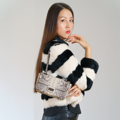 Black and White Rabbit Fur Jacket "Julia"