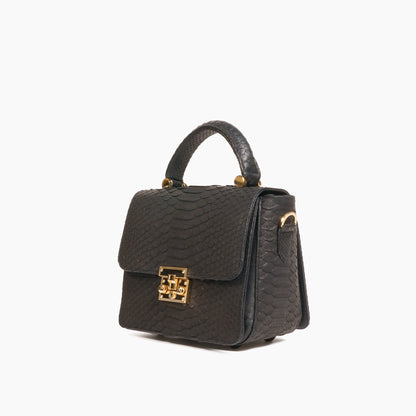 Black Python Flap Bag "Rosalind"