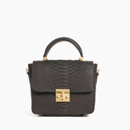 Black Python Flap Bag "Rosalind"