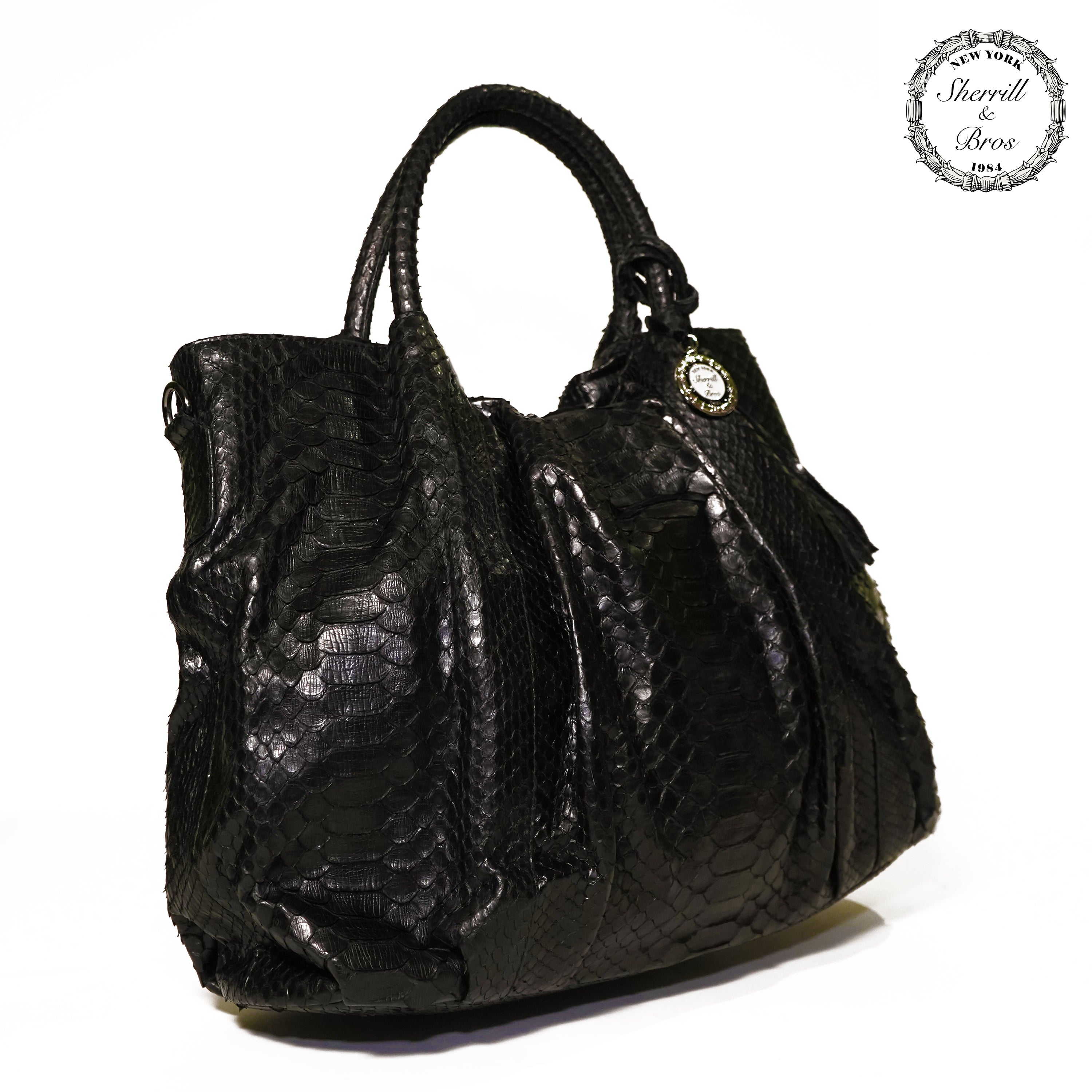 Black clearance python bag