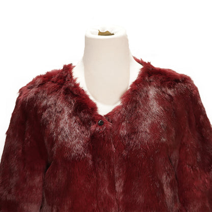 Burgundy Genuine Rabbit Fur Coat "Jeanette"