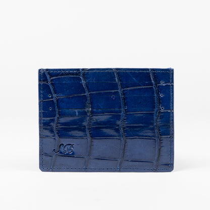 Blue Genuine Crocodile Skin Credit Card Case