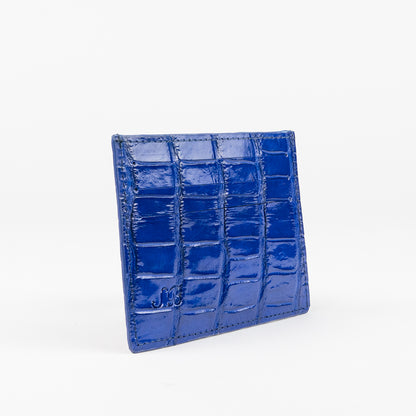 Blue genuine crocodile skin credit card case for men 