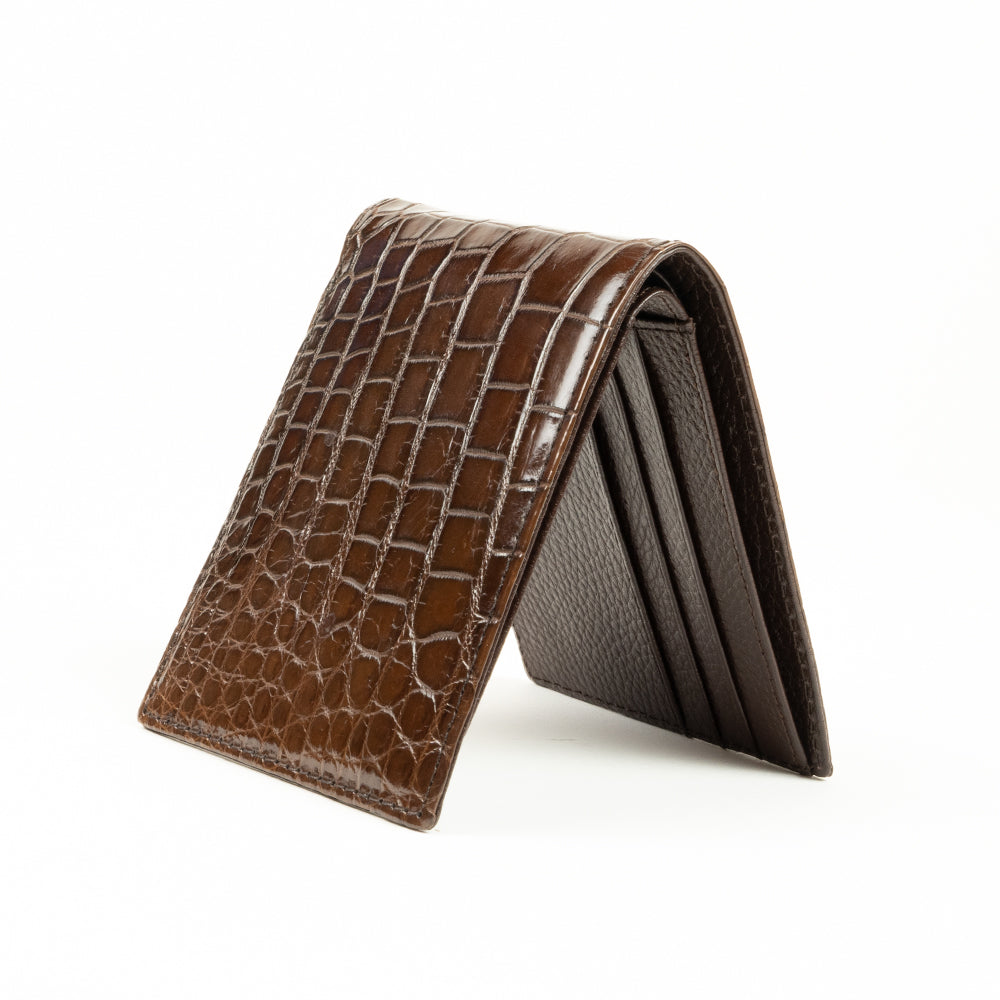 Brown Crocodile Bifold Wallet Sherrill Bros. Luxury For Less