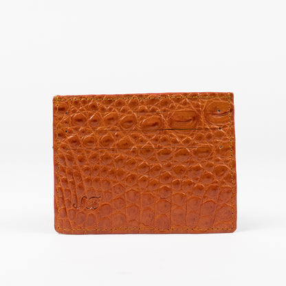 genuine cognac crocodile skin credit case 