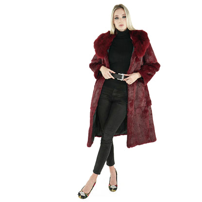 Burgundy Genuine Rabbit Fur Coat "Jeanette"