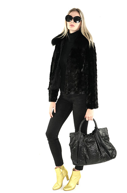 Black Real Mink Fur Jacket "Jamie"