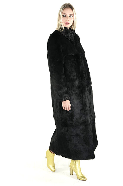 Full Length Black Rabbit Fur Coat "Fran"