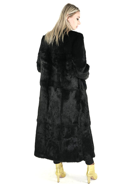 Full Length Black Rabbit Fur Coat "Fran"