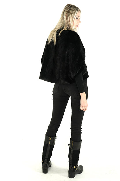 Black Real Mink Fur Cape "Nora"