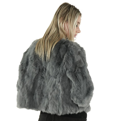 Genuine Gray Rabbit Fur Jacket "Dita"