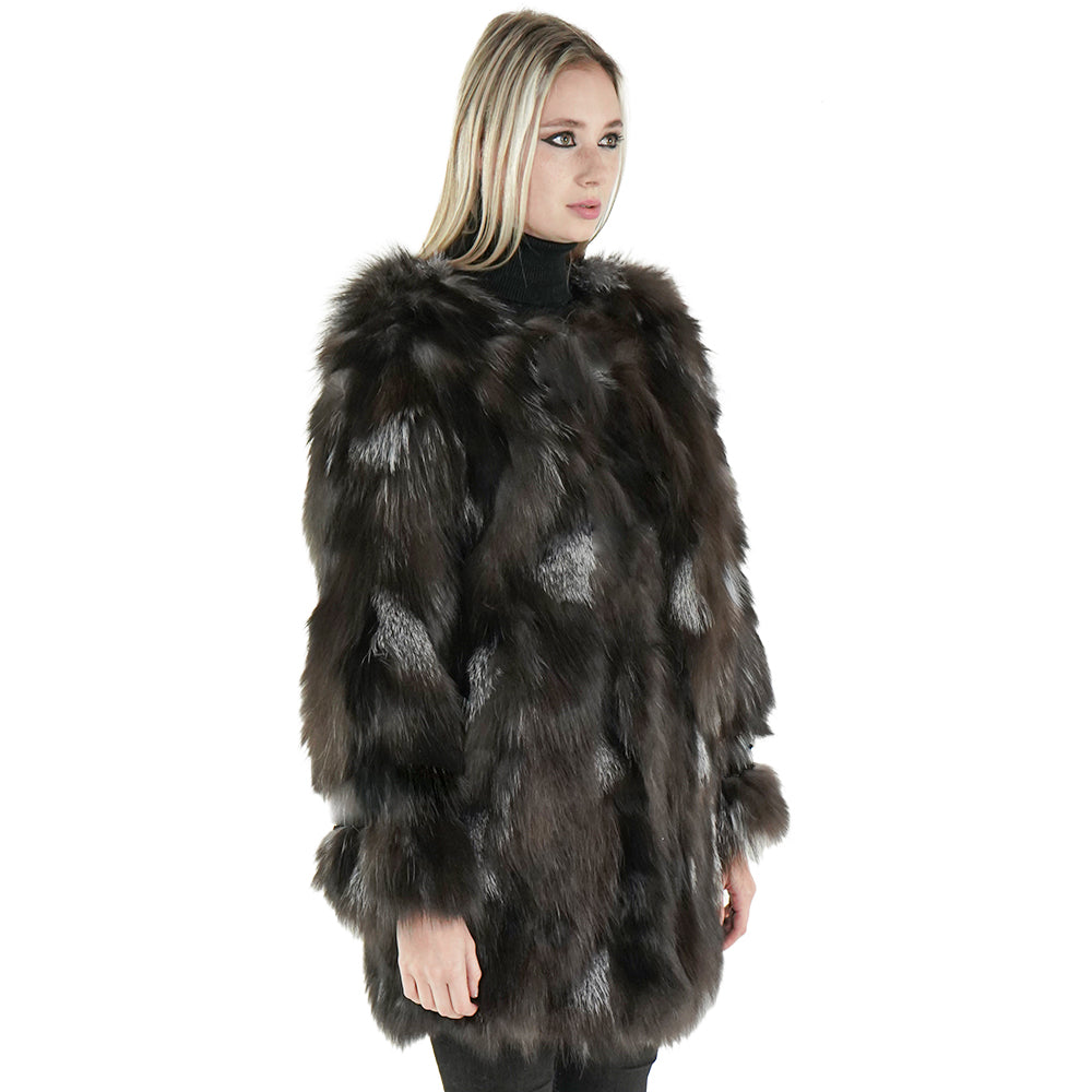 Black pelted hot sale fur coat