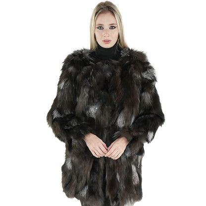 Black and Gray Fox Fur Coat "Jojo"