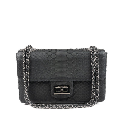 Gray Genuine Python Shoulder Bag "Maggie"