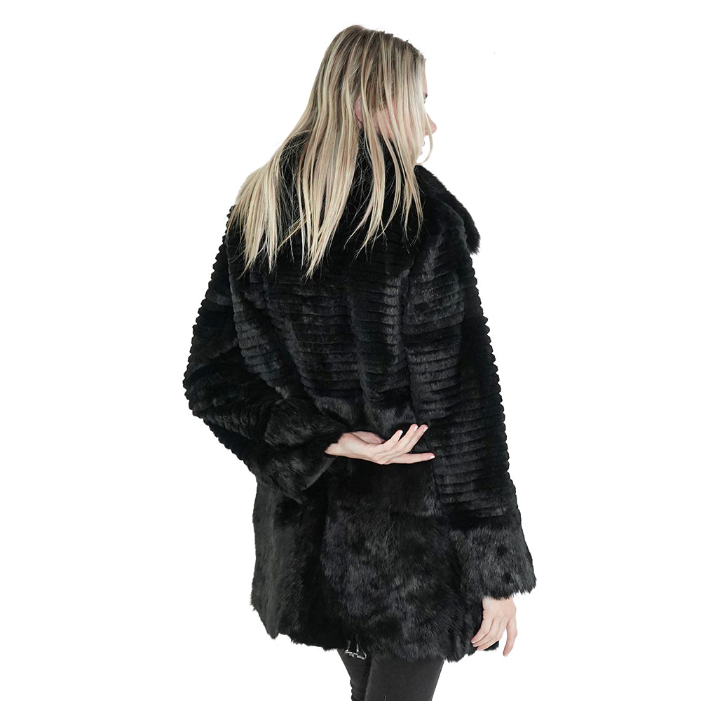 Buy Online Black Real Rabbit Fur Coat - Sherrill & Bros – Sherrill 