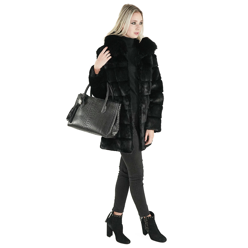 Black 2024 rabbit coat