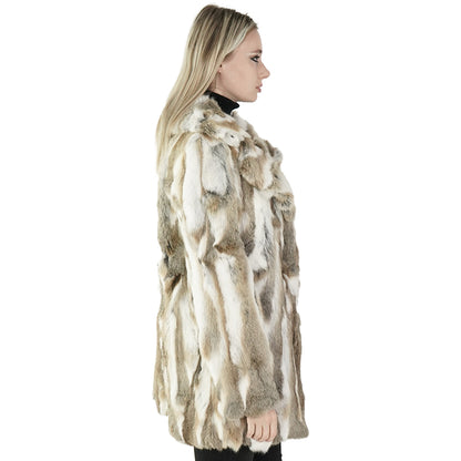 Multi-tone Genuine Rabbit Fur Coat "Lola"