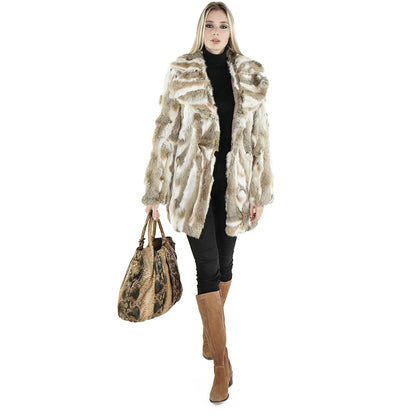 Multi-tone Genuine Rabbit Fur Coat "Lola"