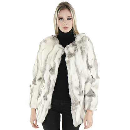 Real rabbit coat for women gray