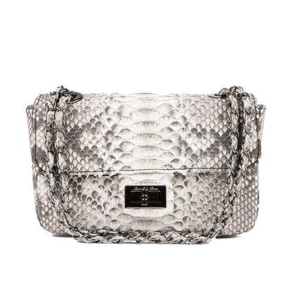 Gray Genuine Python Shoulder Bag "Maggie"