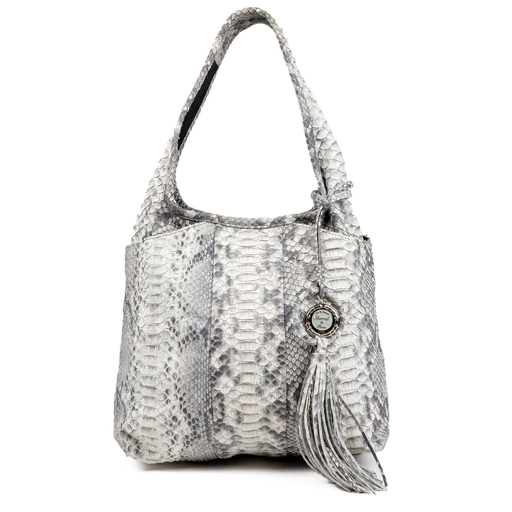 Gray Genuine Python Hobo | Luxury Handbags | Sherrill & Bros.