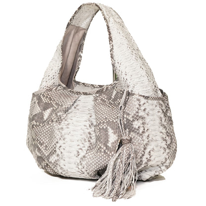 Gray and White Genuine Python Hobo "Marcia"