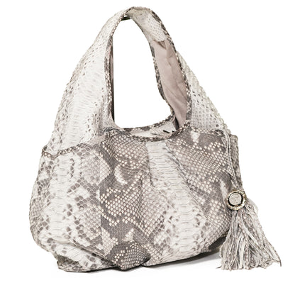 Gray and White Genuine Python Hobo "Marcia"