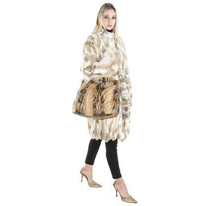 Multi-tone Rabbit Fur Coat "Teri"