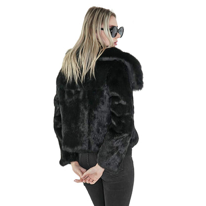 Blonde model wearing a sherrill bros fur coat 