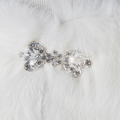 Rhinestone closure for bridal fur coat 